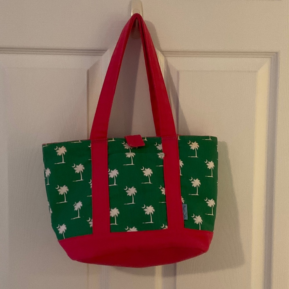 Tropical Palm Tree Tote Bag - Pink and Green